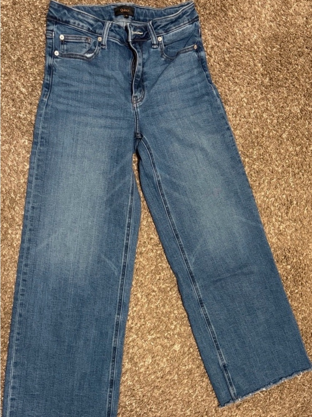 Quince Wide-Leg Jeans in Medium Blue Denim